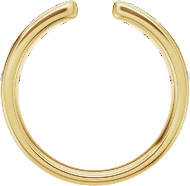 14K Gold Round Lab-Grown Diamond Accented Open Band - Yellow Gold - view 2