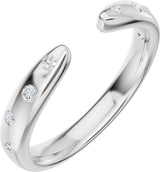 14K Gold Round Lab-Grown Diamond Accented Open Band - White Gold