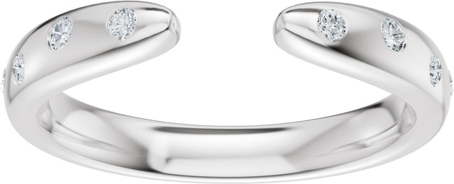 14K Gold Round Lab-Grown Diamond Accented Open Band - White Gold - view 3