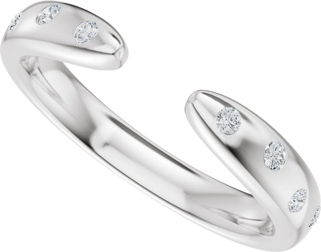 14K Gold Round Lab-Grown Diamond Accented Open Band - White Gold - view 5