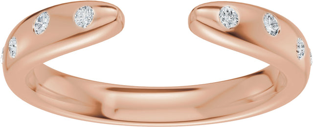 14K Gold Round Lab-Grown Diamond Accented Open Band - Rose Gold - view 3