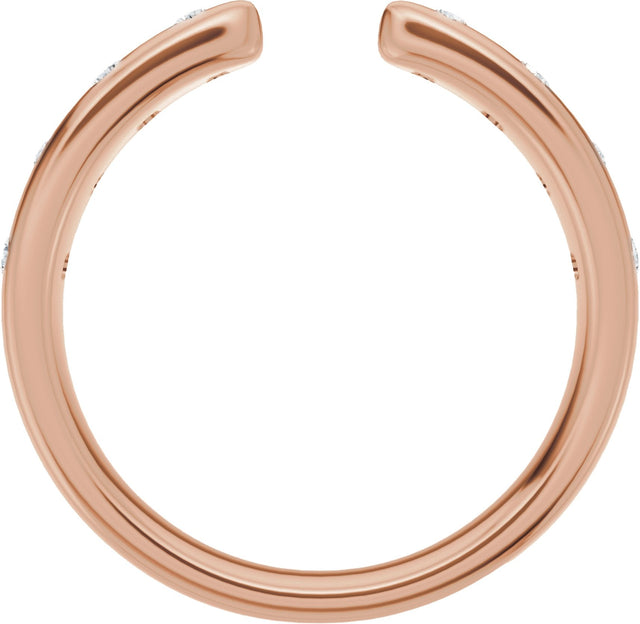 14K Gold Round Lab-Grown Diamond Accented Open Band - Rose Gold - view 2