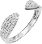 14K Gold Round Lab-Grown Diamond Pave'-Style Accented Open Band - White Gold
