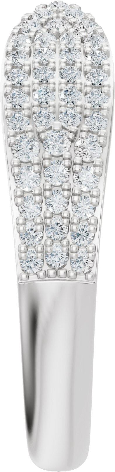 14K Gold Round Lab-Grown Diamond Pave'-Style Accented Open Band - White Gold - view 4