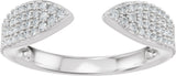 14K Gold Round Lab-Grown Diamond Pave'-Style Accented Open Band - White Gold - view 3