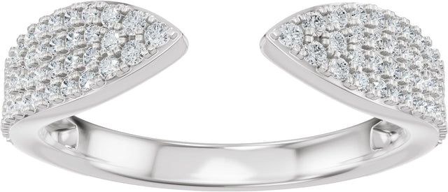 14K Gold Round Lab-Grown Diamond Pave'-Style Accented Open Band - White Gold - view 3
