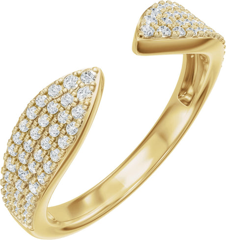 14K Gold Round Lab-Grown Diamond Pave'-Style Accented Open Band - Yellow Gold