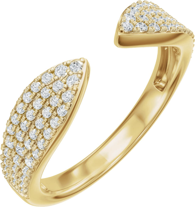 14K Gold Round Lab-Grown Diamond Pave'-Style Accented Open Band - Yellow Gold