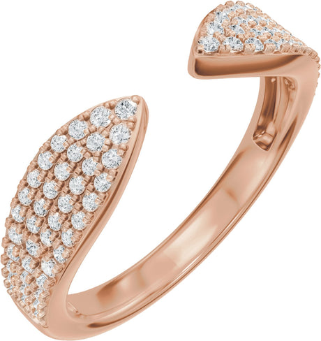 14K Gold Round Lab-Grown Diamond Pave'-Style Accented Open Band - Rose Gold