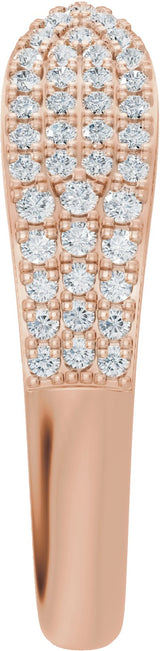 14K Gold Round Lab-Grown Diamond Pave'-Style Accented Open Band - Rose Gold - view 4