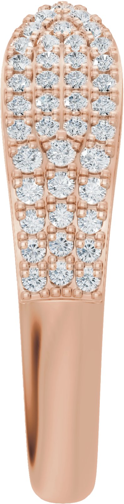 14K Gold Round Lab-Grown Diamond Pave'-Style Accented Open Band - Rose Gold - view 4