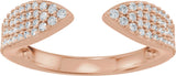 14K Gold Round Lab-Grown Diamond Pave'-Style Accented Open Band - Rose Gold - view 3