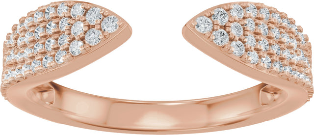 14K Gold Round Lab-Grown Diamond Pave'-Style Accented Open Band - Rose Gold - view 3