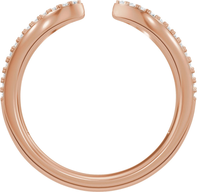 14K Gold Round Lab-Grown Diamond Pave'-Style Accented Open Band - Rose Gold - view 2