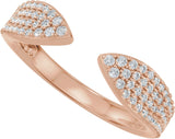 14K Gold Round Lab-Grown Diamond Pave'-Style Accented Open Band - Rose Gold - view 5