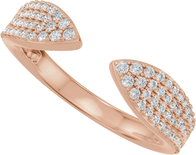 14K Gold Round Lab-Grown Diamond Pave'-Style Accented Open Band - Rose Gold - view 5