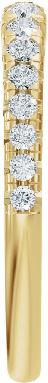 14K Gold Round Natural Diamond French-Set Accented Open Band - Yellow Gold - view 4