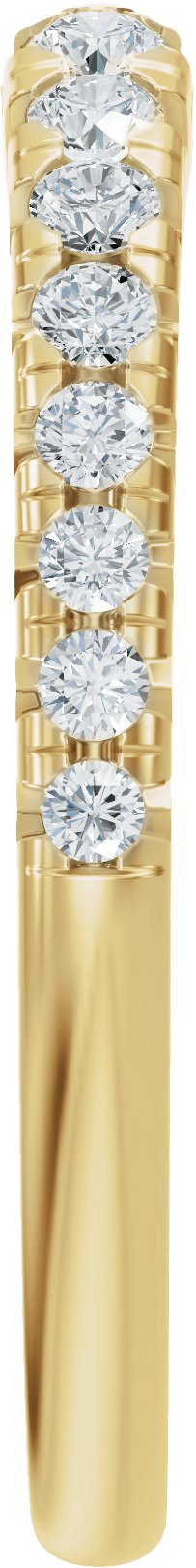 14K Gold Round Natural Diamond French-Set Accented Open Band - Yellow Gold - view 4