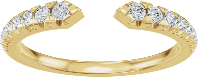 14K Gold Round Natural Diamond French-Set Accented Open Band - Yellow Gold - view 3