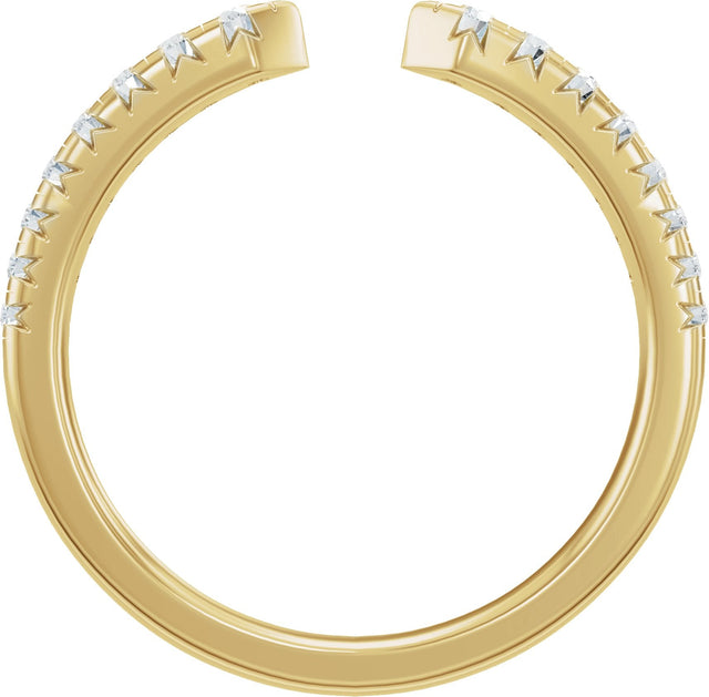 14K Gold Round Natural Diamond French-Set Accented Open Band - Yellow Gold - view 2