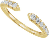 14K Gold Round Natural Diamond French-Set Accented Open Band - Yellow Gold - view 5