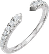 14K Gold Round Lab-Grown Diamond French-Set Accented Open Band - White Gold