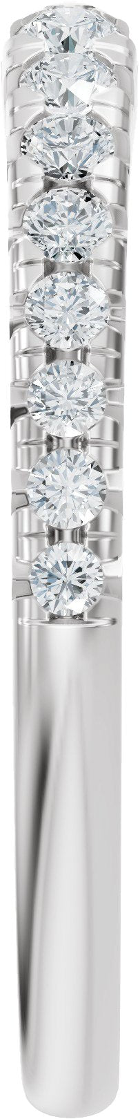 14K Gold Round Natural Diamond French-Set Accented Open Band - White Gold - view 4