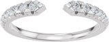 14K Gold Round Lab-Grown Diamond French-Set Accented Open Band - White Gold - view 3