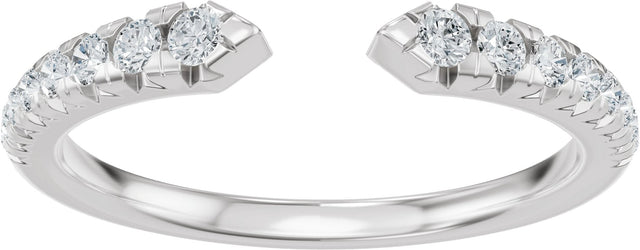 14K Gold Round Natural Diamond French-Set Accented Open Band - White Gold - view 3