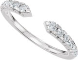 14K Gold Round Natural Diamond French-Set Accented Open Band - White Gold - view 5