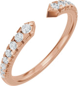 14K Gold Round Lab-Grown Diamond French-Set Accented Open Band - Rose Gold