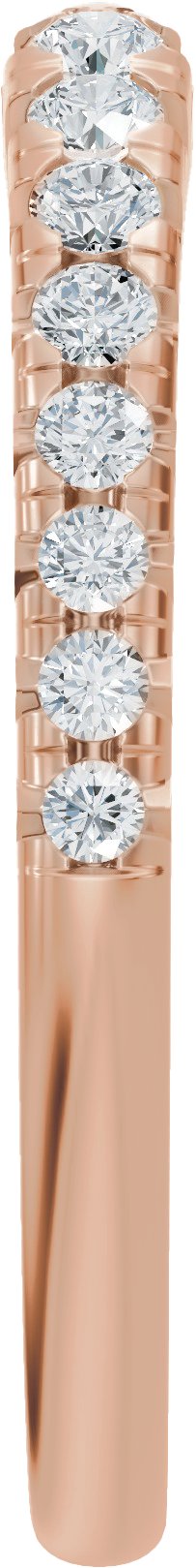14K Gold Round Natural Diamond French-Set Accented Open Band - Rose Gold - view 4