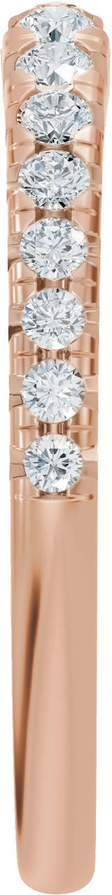 14K Gold Round Lab-Grown Diamond French-Set Accented Open Band - Rose Gold - view 4