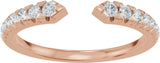14K Gold Round Natural Diamond French-Set Accented Open Band - Rose Gold - view 3