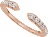 14K Gold Round Natural Diamond French-Set Accented Open Band - Rose Gold - view 5