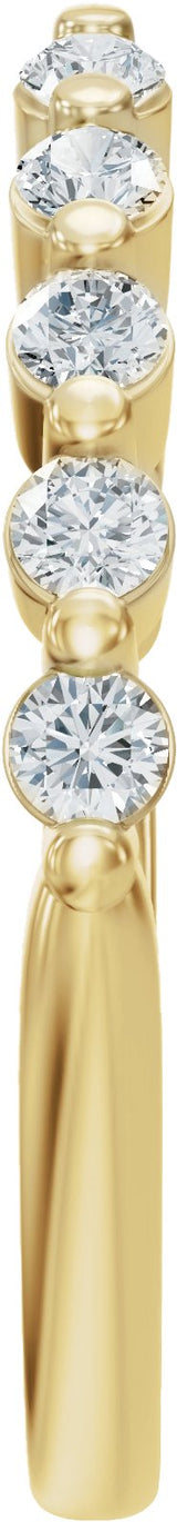 14K Gold Round Lab-Grown Diamond Accented Vintage-Inspired Open Band - Yellow Gold - view 4