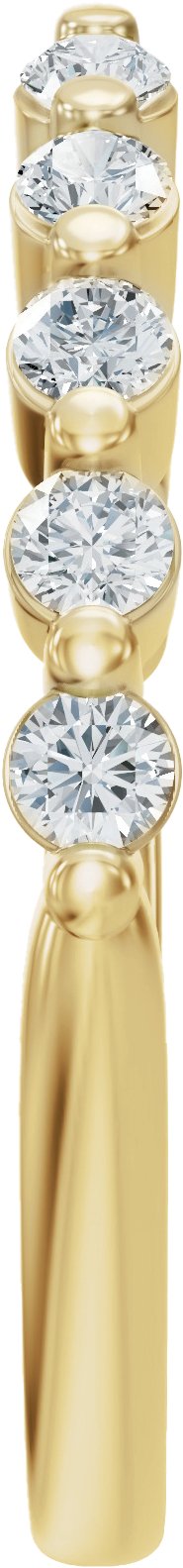 14K Gold Round Lab-Grown Diamond Accented Vintage-Inspired Open Band - Yellow Gold - view 4