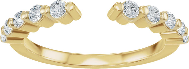 14K Gold Round Lab-Grown Diamond Accented Vintage-Inspired Open Band - Yellow Gold - view 3