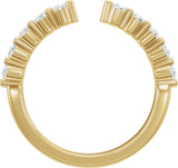 14K Gold Round Lab-Grown Diamond Accented Vintage-Inspired Open Band - Yellow Gold - view 2