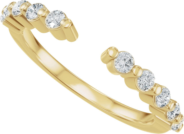 14K Gold Round Lab-Grown Diamond Accented Vintage-Inspired Open Band - Yellow Gold - view 5