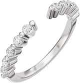 14K Gold Round Lab-Grown Diamond Accented Vintage-Inspired Open Band - White Gold