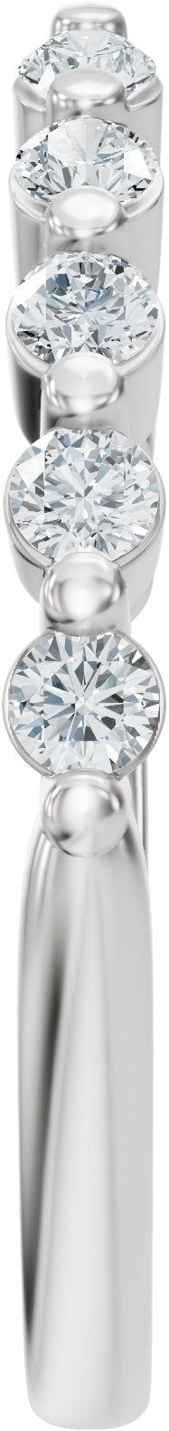 14K Gold Round Lab-Grown Diamond Accented Vintage-Inspired Open Band - White Gold - view 4