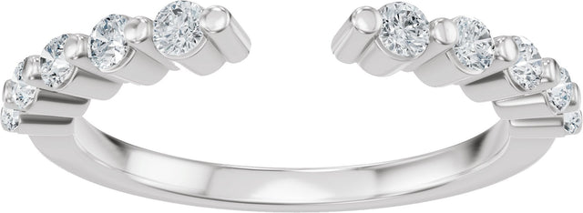 14K Gold Round Lab-Grown Diamond Accented Vintage-Inspired Open Band - White Gold - view 3