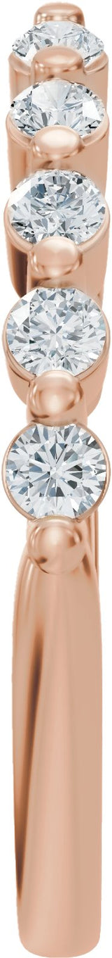 14K Gold Round Natural Diamond Accented Vintage-Inspired Open Band - Rose Gold - view 4