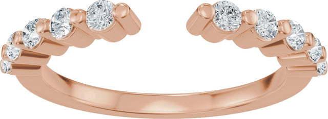 14K Gold Round Lab-Grown Diamond Accented Vintage-Inspired Open Band - Rose Gold - view 3