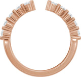 14K Gold Round Lab-Grown Diamond Accented Vintage-Inspired Open Band - Rose Gold - view 2