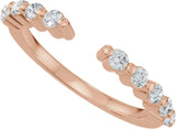 14K Gold Round Natural Diamond Accented Vintage-Inspired Open Band - Rose Gold - view 5