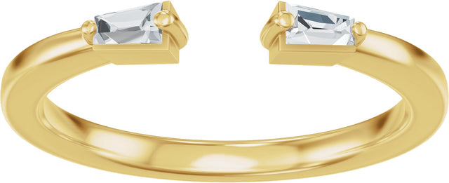 14K Gold Tapered Baguette Natural Diamond Accented Vintage-Inspired Open Band - Yellow Gold - view 3