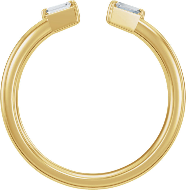 14K Gold Tapered Baguette Natural Diamond Accented Vintage-Inspired Open Band - Yellow Gold - view 2