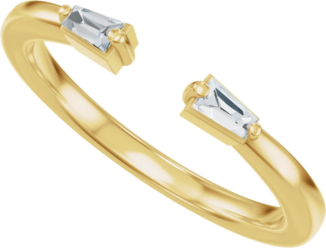 14K Gold Tapered Baguette Lab-Grown Diamond Accented Vintage-Inspired Open Band - Yellow Gold - view 5